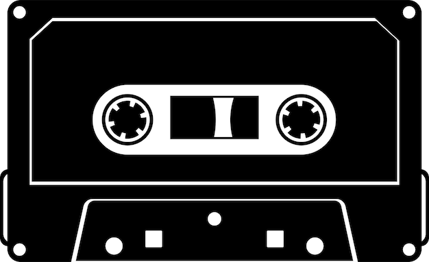 Vector illustration of a cassette tape in black