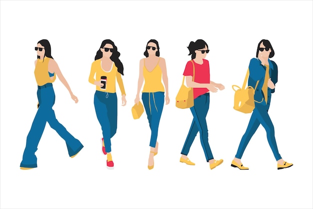 Vector illustration of casual women bundle