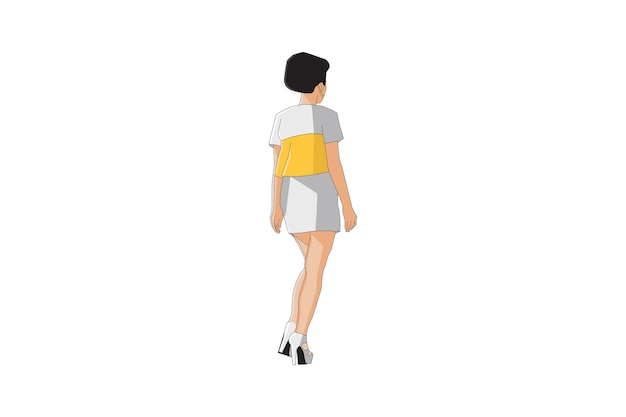 Vector vector illustration of casual women walking