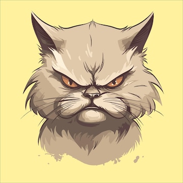 Vector Illustration Keywords: Angry Cat Cartoon Character. Funny