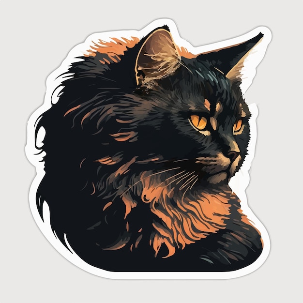 Vector illustration of a cat with intricate details from the texture of its fur to the curve