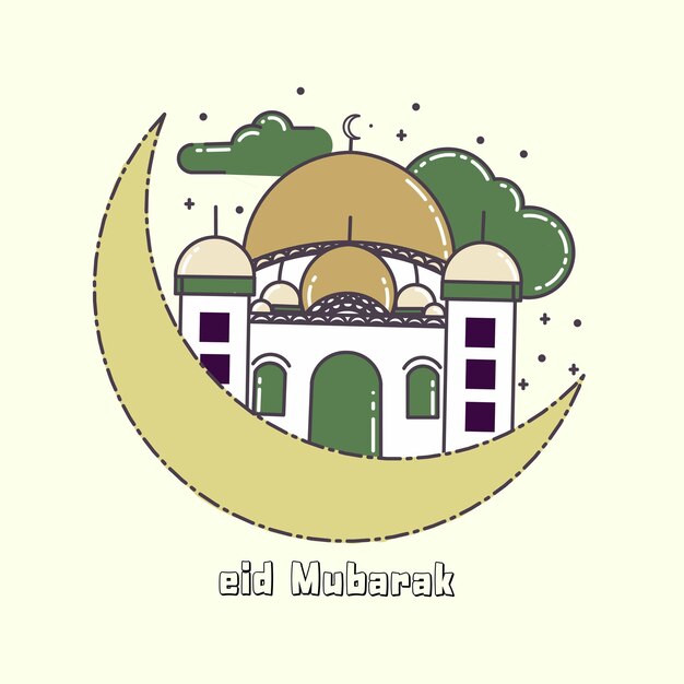 Vector vector illustration for the celebration of ramadan kareem with line art design