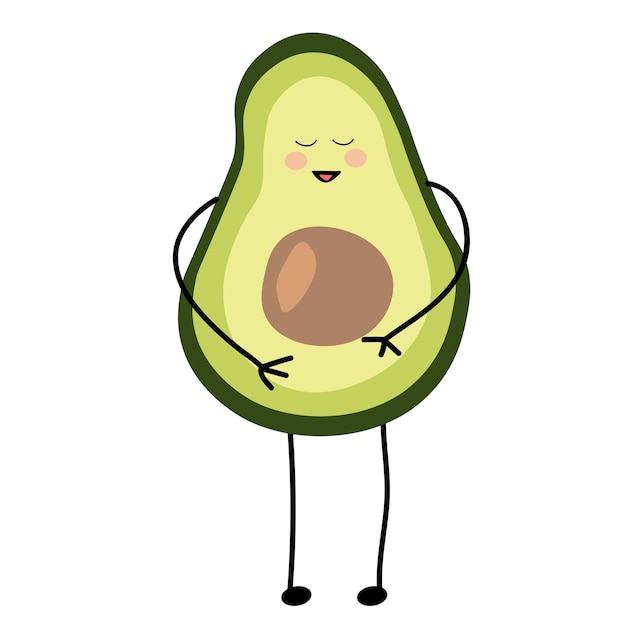 Vector illustration character avocado cheerful laughing