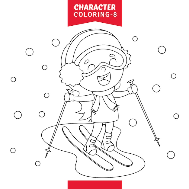 Vector illustration of character coloring page