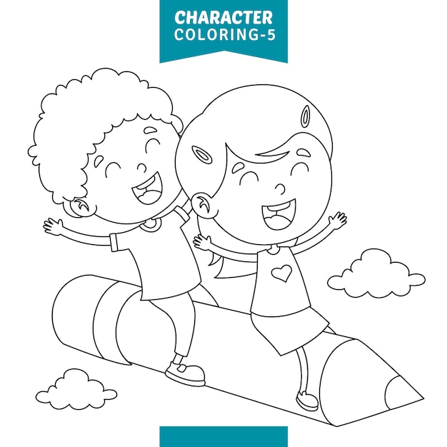 Vector illustration of character coloring page