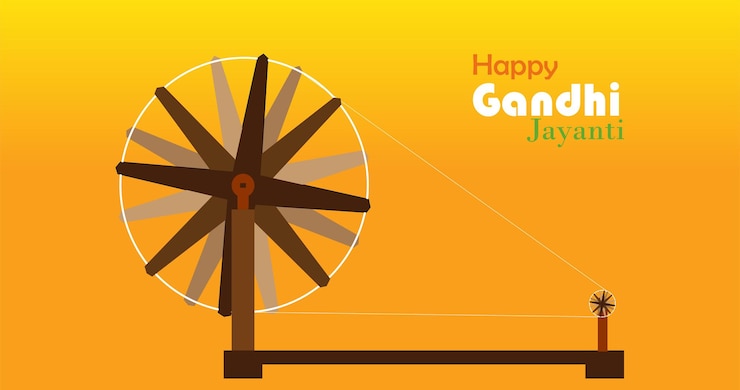 वेक्टर vector illustration of charkha on the birthday of gandhi ji.