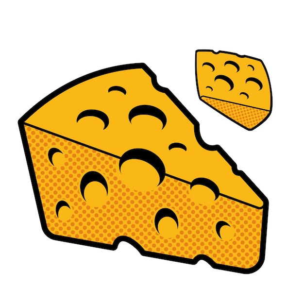 Un'illustrazione vettoriale di formaggio isolato su sfondo bianco