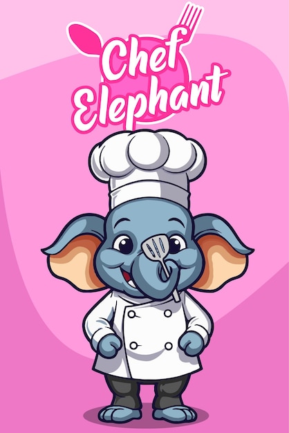 Vector illustration chef elephant animal clipart