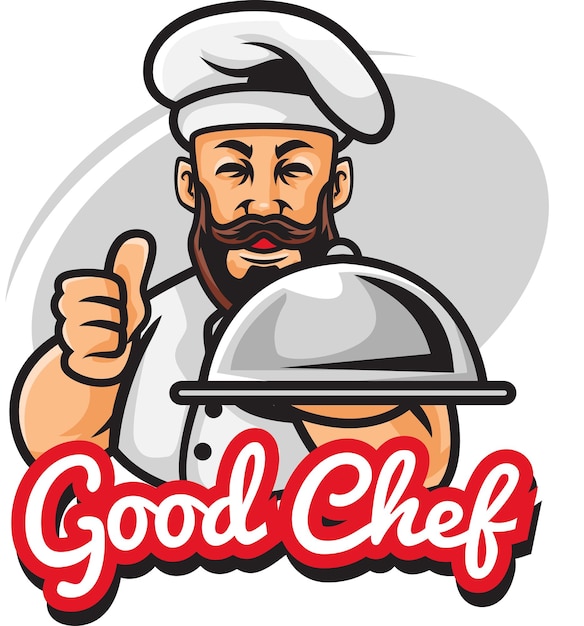 Vector illustration of chef mascot logo with premium quality stock