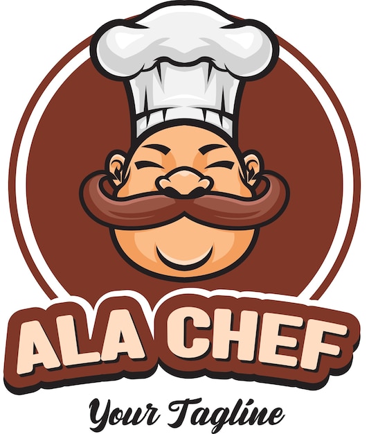 Vector illustration of chef mascot logo with premium quality stock