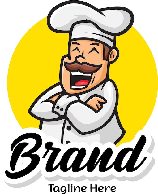 Vector illustration of chef mascot logo with premium quality stock