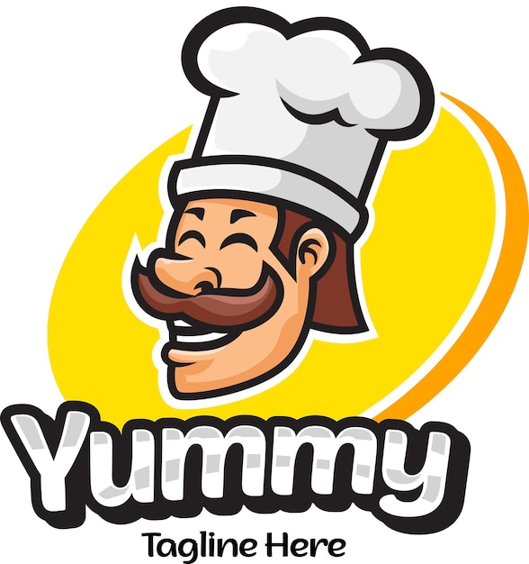 Vector illustration of chef mascot logo with premium quality stock