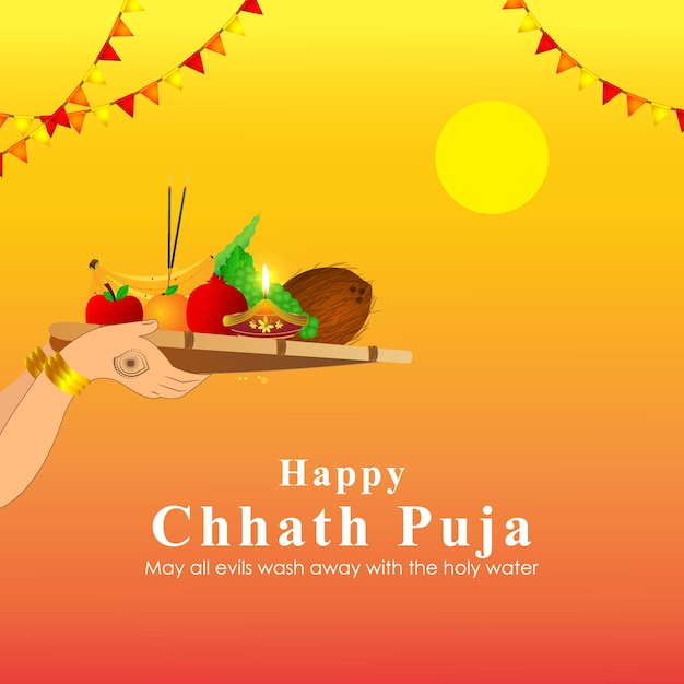 Chhath Puja 인사말에 대 한 벡터 일러스트 레이 션