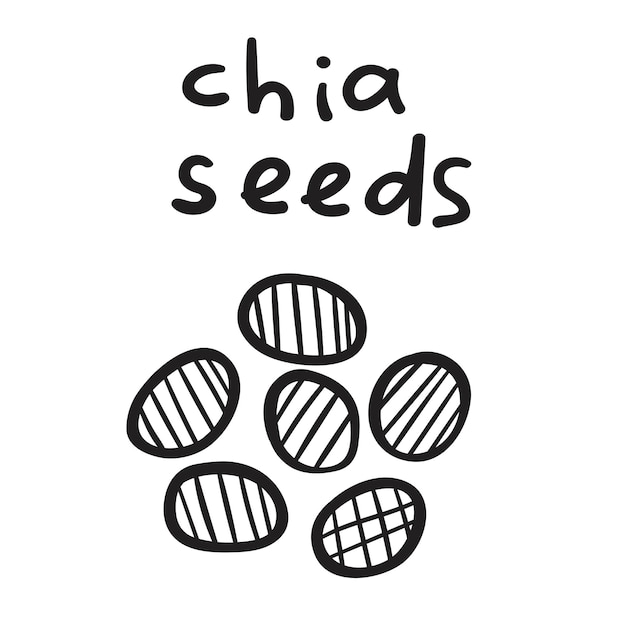 Vector illustration. Chia seeds. Outline icon on white background.