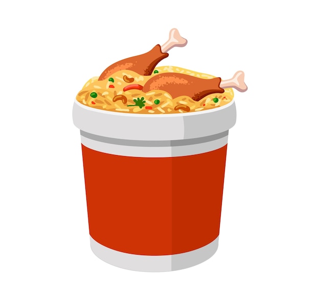 Vector illustration of chicken bucket biryani  kerala dum chicken biryani