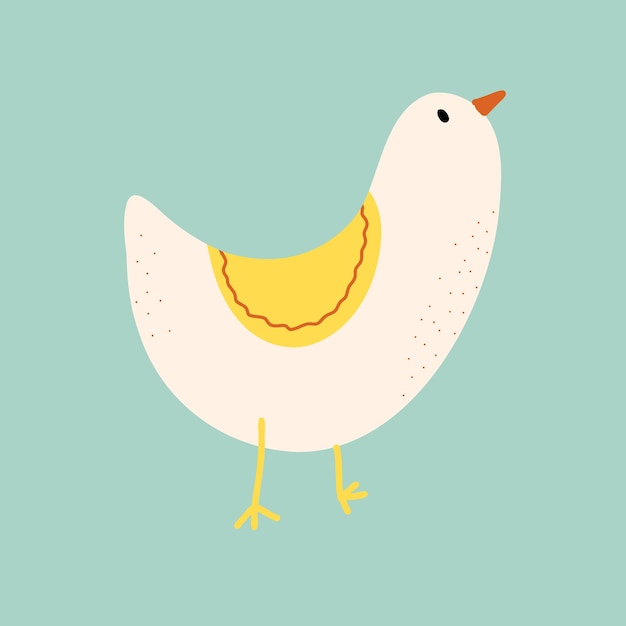 Vector illustration of chicken hen in cartoon doodle style