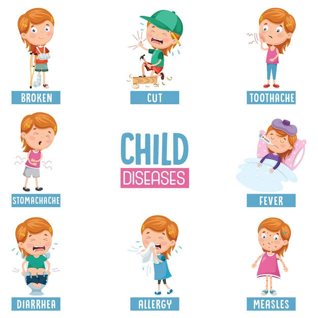 Vector Illustration Of Child Diseases