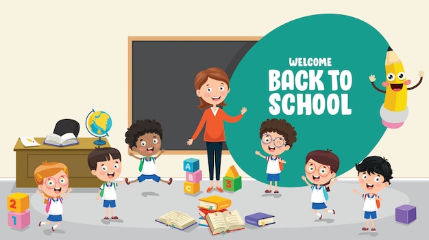 Vector illustration of children back to school