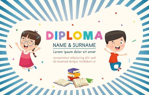 Vector Illustration Of Children Diploma