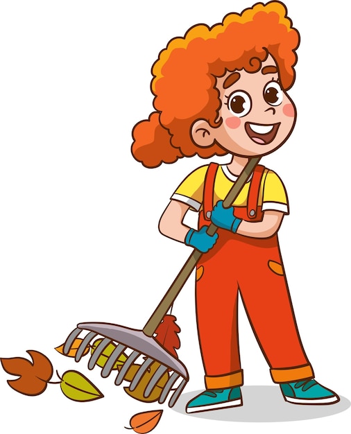 Vector vector illustration of children doing various houseworks