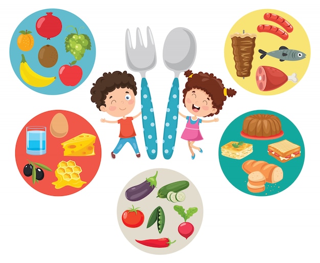 Illustrazione di vettore del concetto dell'alimento dei bambini