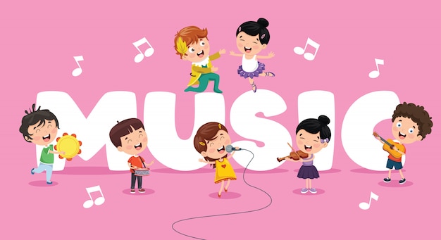 Vector vector illustration of children music background