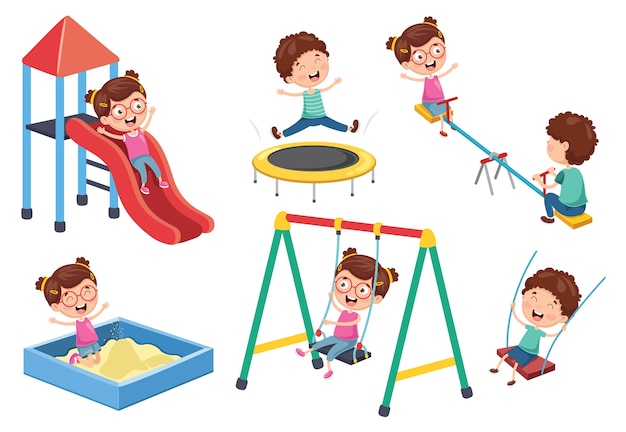 Vector illustration of children at park