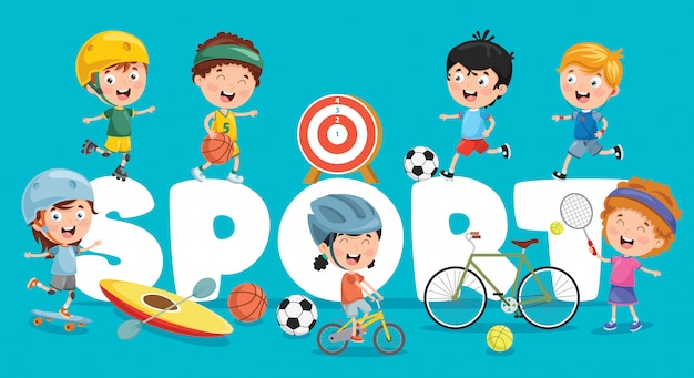 Vector Illustration Of Children Sport