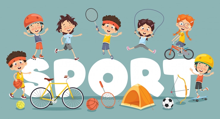 Vector vector illustration of children sport