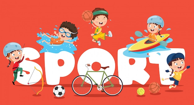 Vector vector illustration of children sport