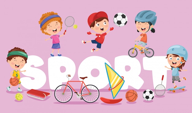 Vettore illustrazione vettoriale di sport per bambini