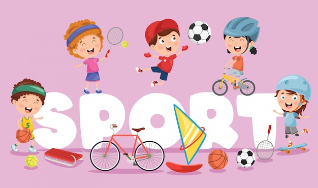 Vector vector illustration of children sport