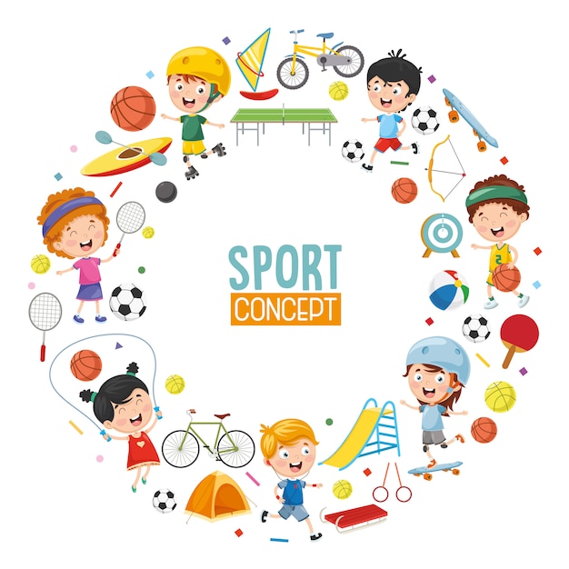 Vettore illustrazione di vettore di progettazione di massima di sport dei bambini