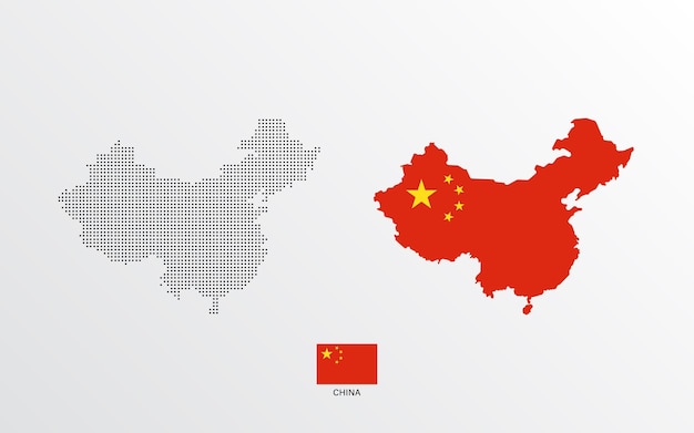 Vector vector illustration of china map with flag