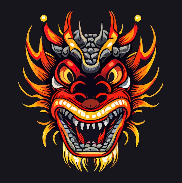 Vector illustration of a chinese dragon mask