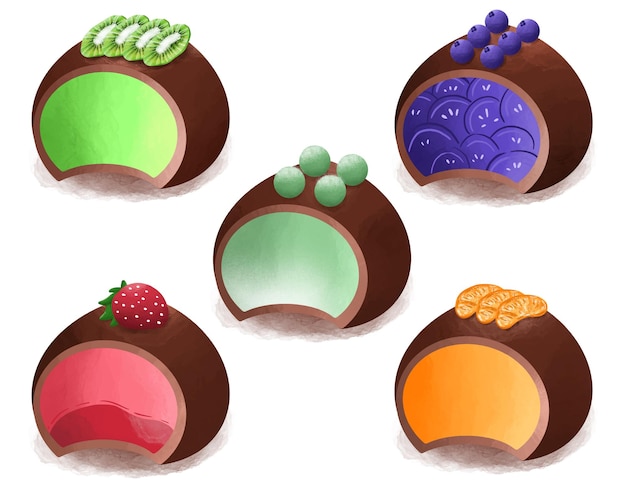 Vector vector illustration of a chocolate cake containing fruit flavors suitable for valentines day