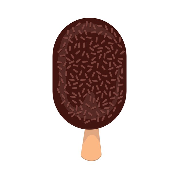 Vector vector illustration of chocolate icecream bar with crumbs on white background