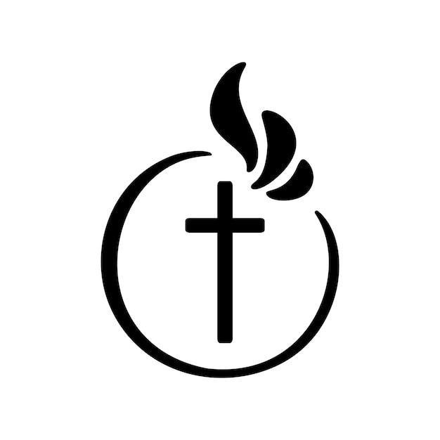 Vector illustration of Christian Logo Emblem with concept of Cross with Religious community Life