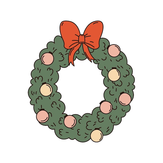 vector illustration of christmas wreath icon isolated on white background