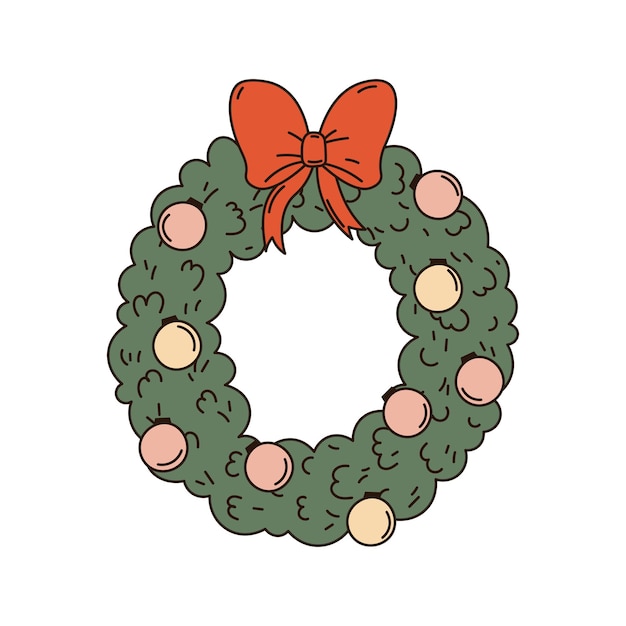 Vector illustration of Christmas wreath Icon isolated on white background