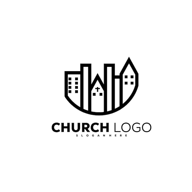 vector illustration church logo line art