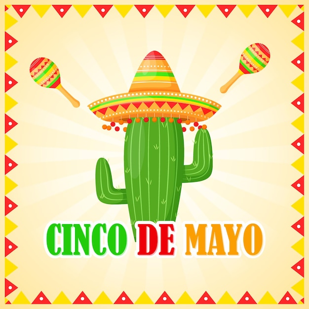 Illustrazione vettoriale di saluto cinco de mayo