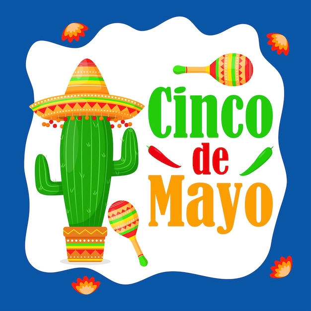 Cinco de Mayo 소셜 미디어 피드 템플릿의 터 일러스트레이션