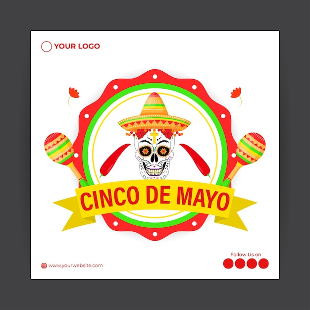 Illustrazione vettoriale del modello di mockup del feed della storia dei social media di cinco de mayo