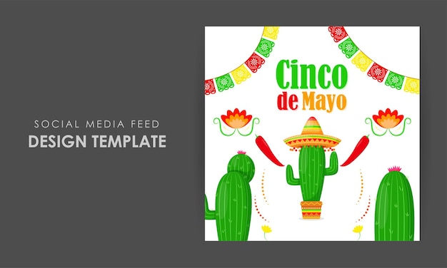 Cinco de Mayo 소셜 미디어 스토리 피드 목업 템플릿의 벡터 그림