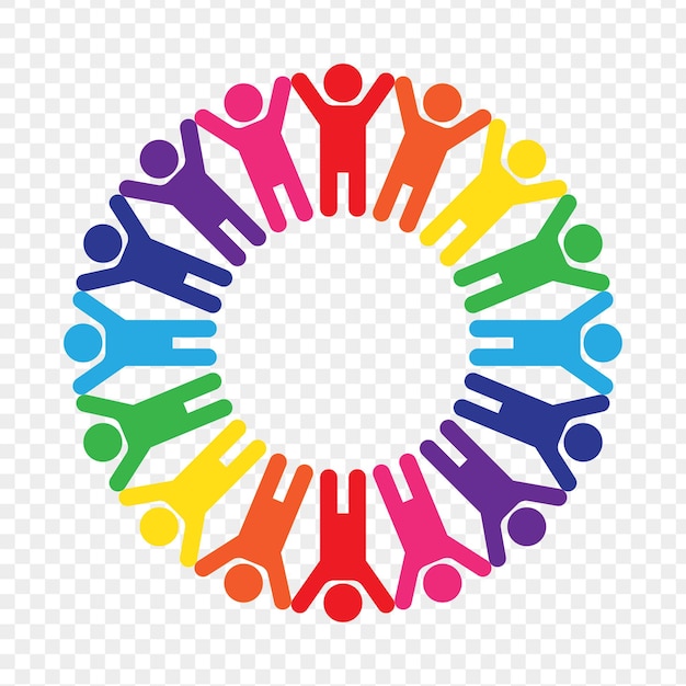 Vector vector illustration of circle of people icon on transparent background