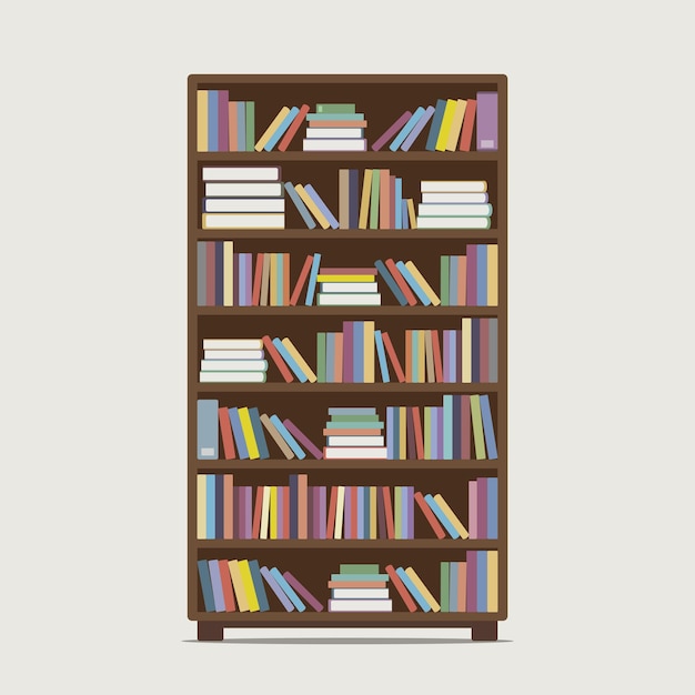 Vector illustration of classic bookcase isolated on a white background