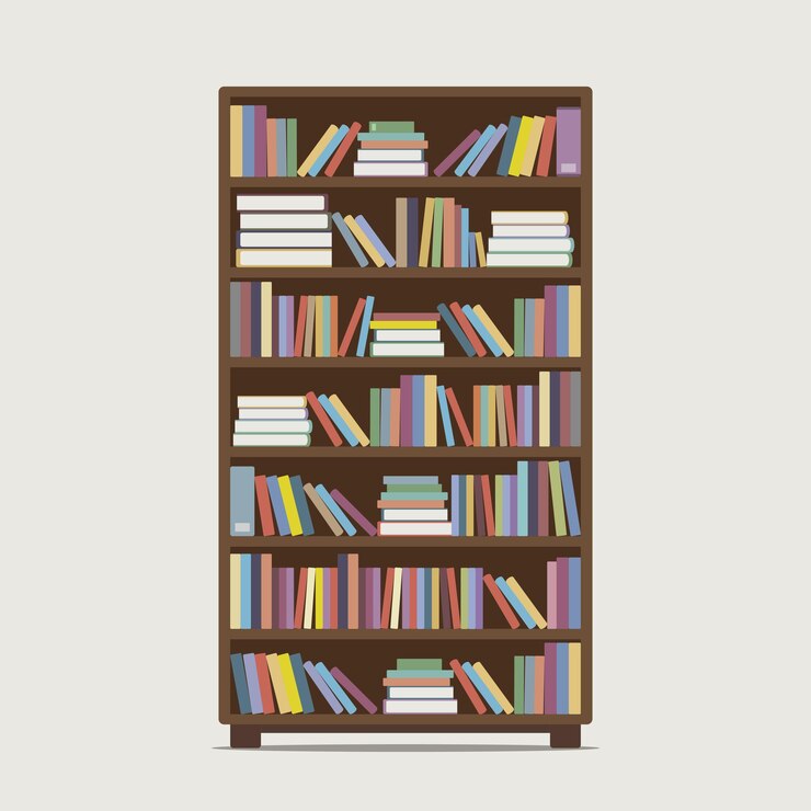 Vector vector illustration of classic bookcase isolated on a white background