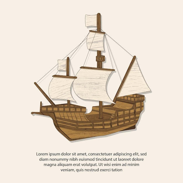 Vector vector illustration of classic ship