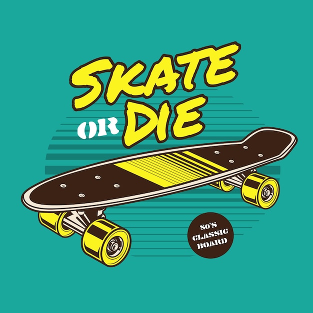 Vettore illustrazione vettoriale di skateboard classico